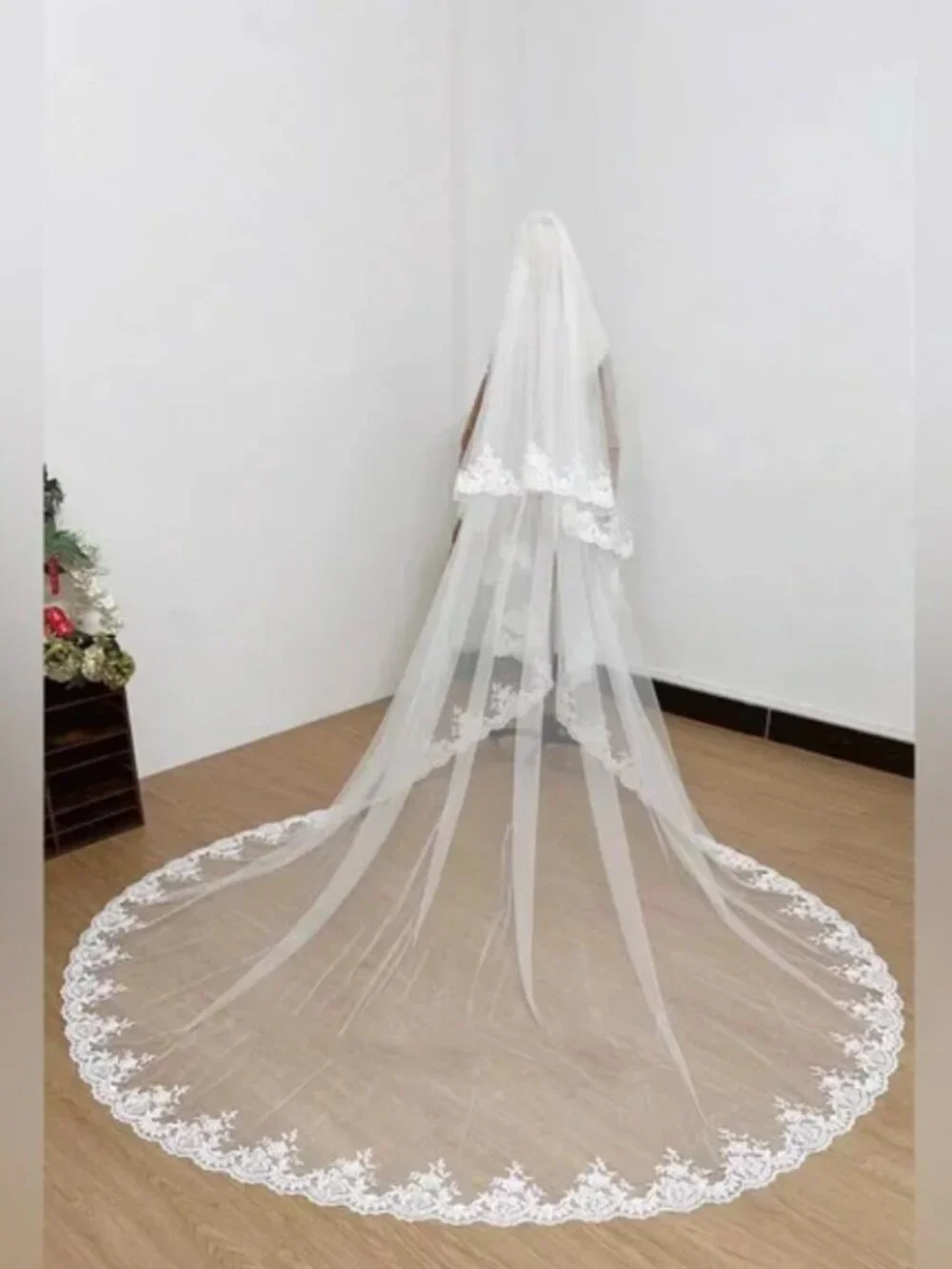 Cathedral Wedding Veil Floral Drop Lace